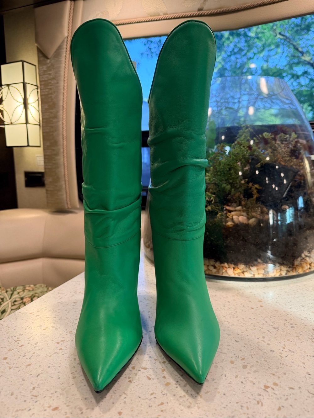 The Attico Green Pointed-Toe boots